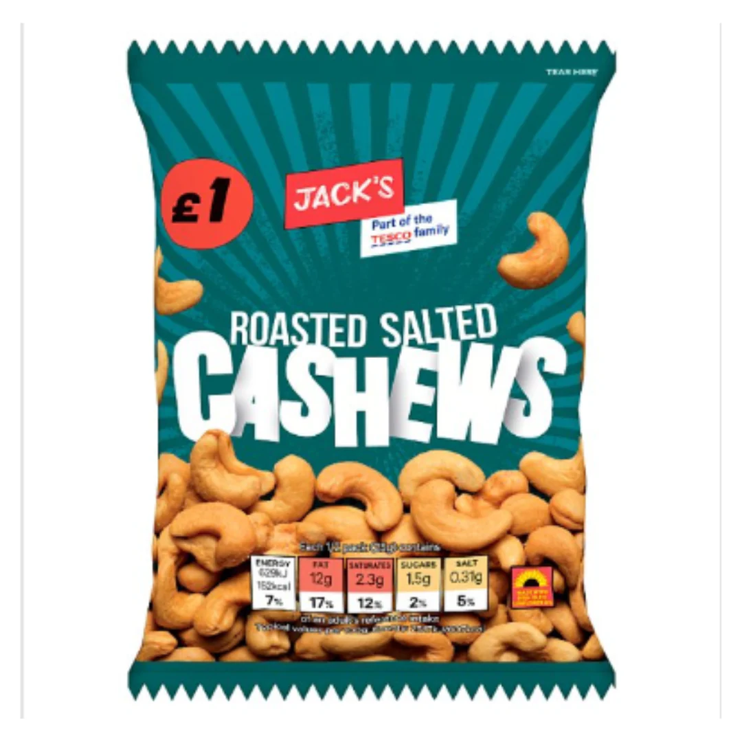 Jack's Roasted Salted Cashews 50 x Case of 24