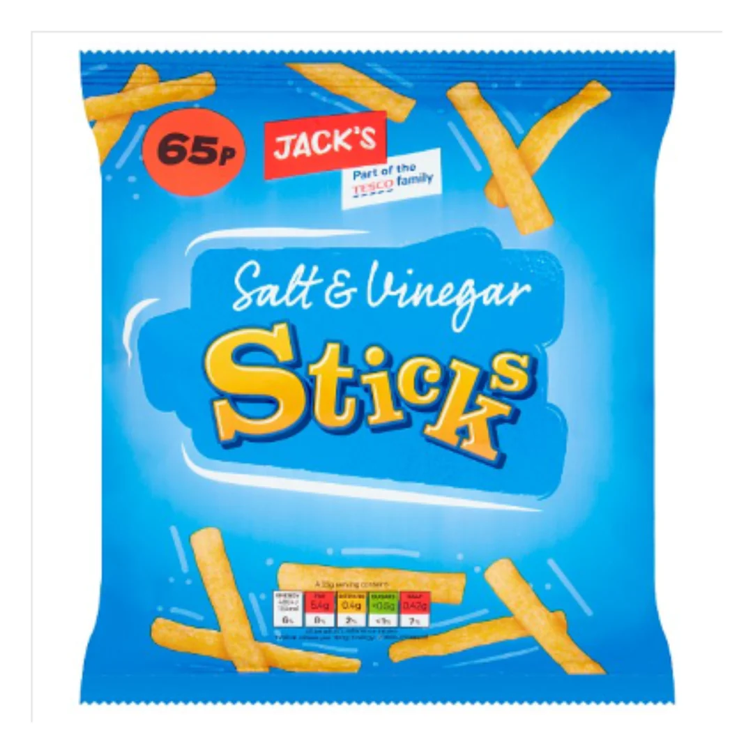 Jack's Salt & Vinegar Sticks 70g x Case of 16