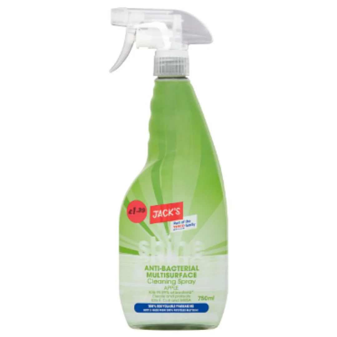 Jack's Shine Anti-Bacterial Multisurface Cleaning Spray Apple 750ml x Case of 6