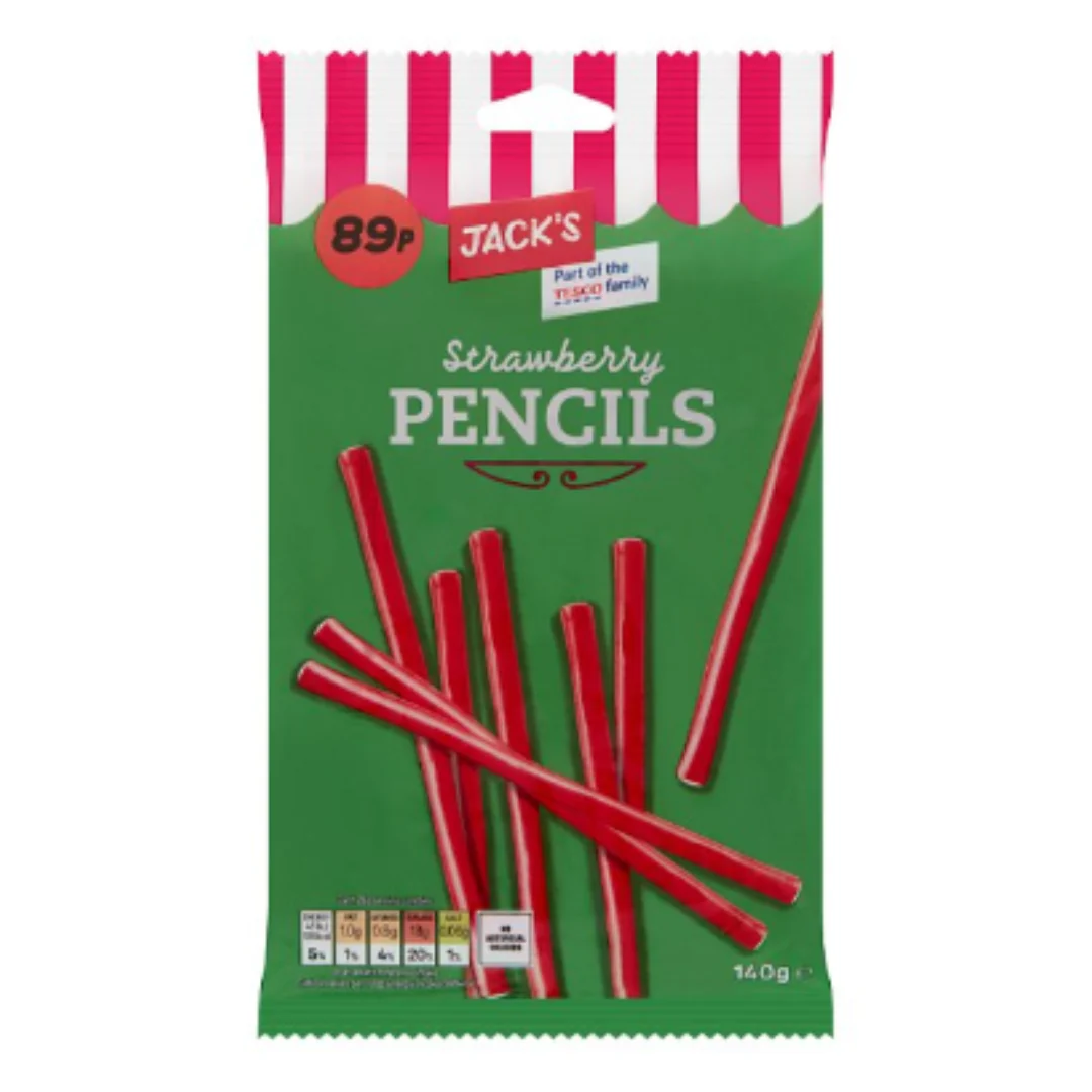 Jack's Strawberry Pencils 140g x Case of 10