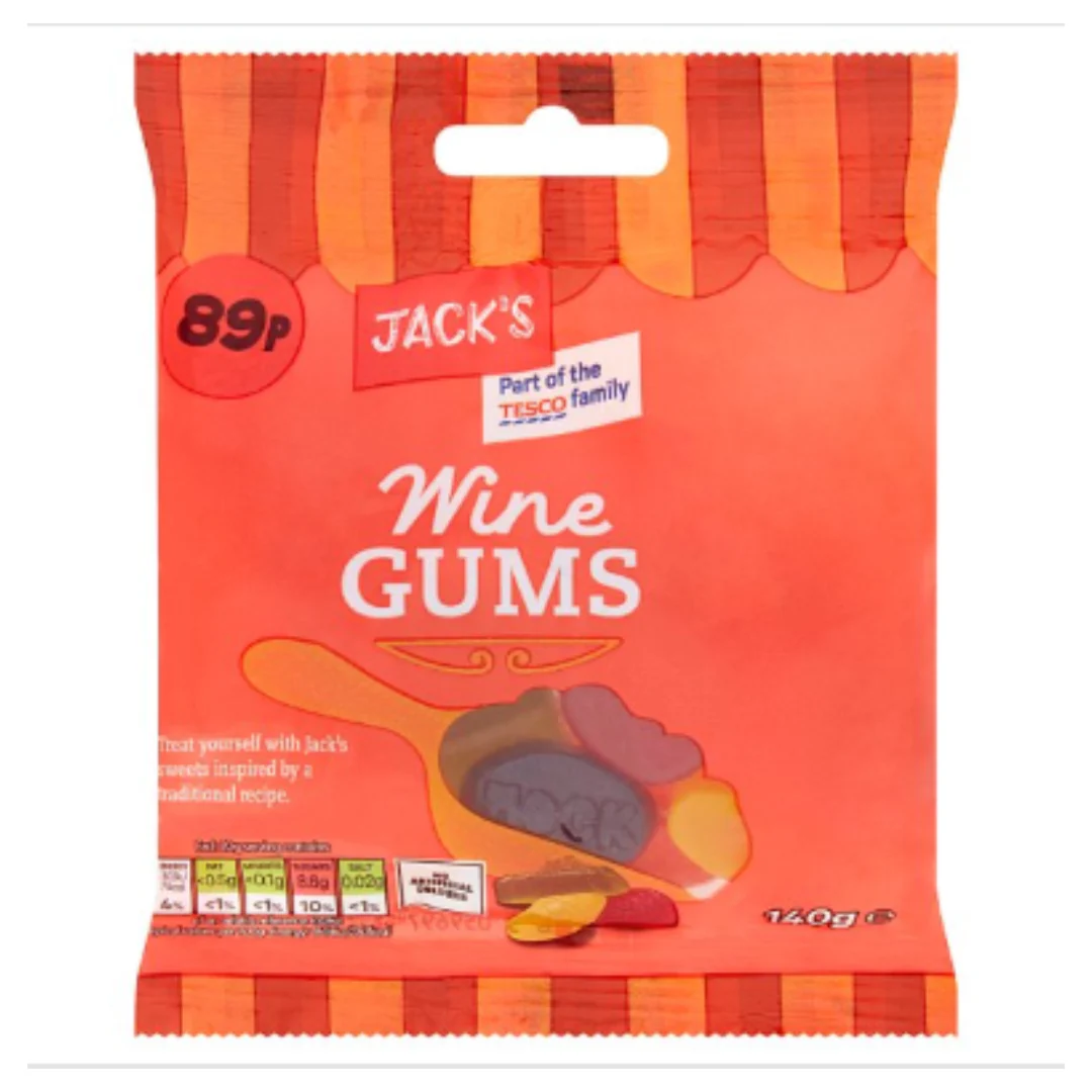 Jack's Wine Gums 140g x Case of 12