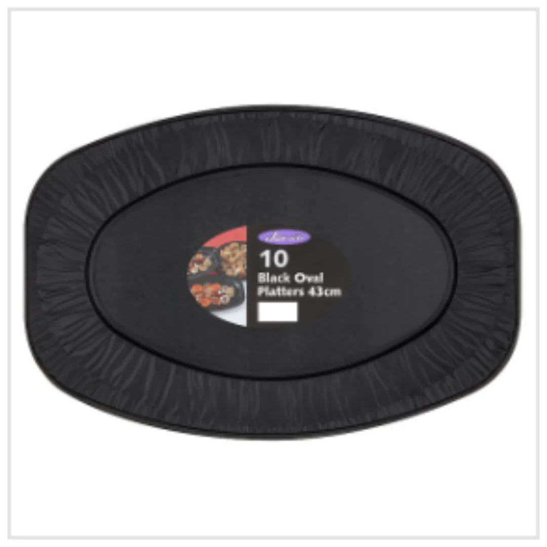 Jena 10 Black Oval Platters 43cm x Case of 1