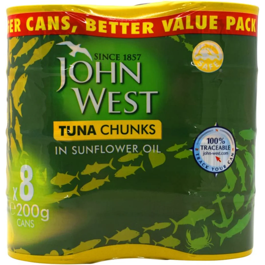 John West Tuna Chunks in Sunflower Oil 8 x 200g