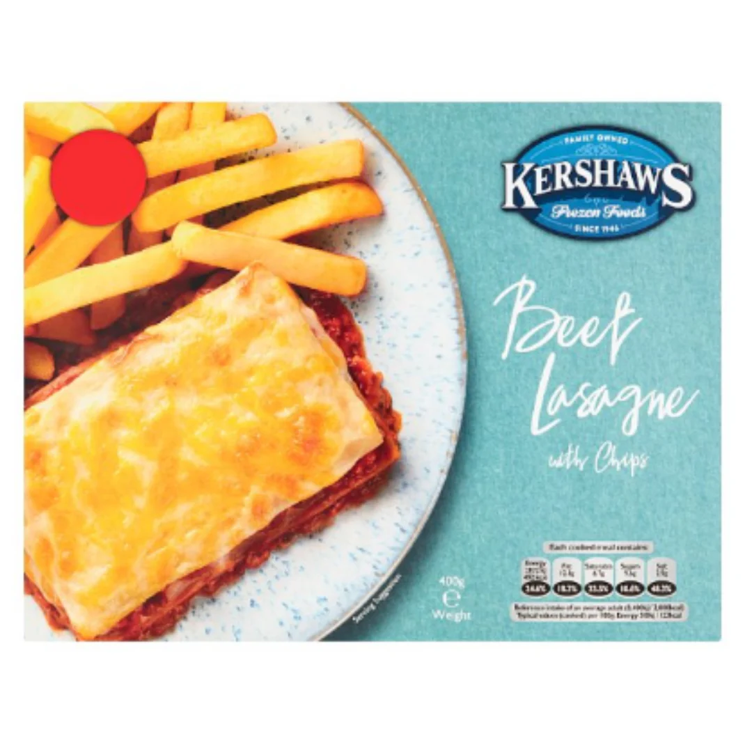 Kershaws Beef Lasagne with Chips 400g x 12 Packs