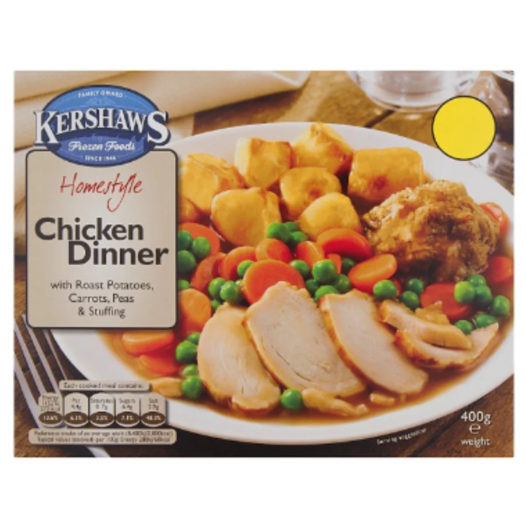 Kershaws Homestyle Chicken Dinner with Roast Potatoes, Carrots, Peas & Stuffing 400g x 12 Packs