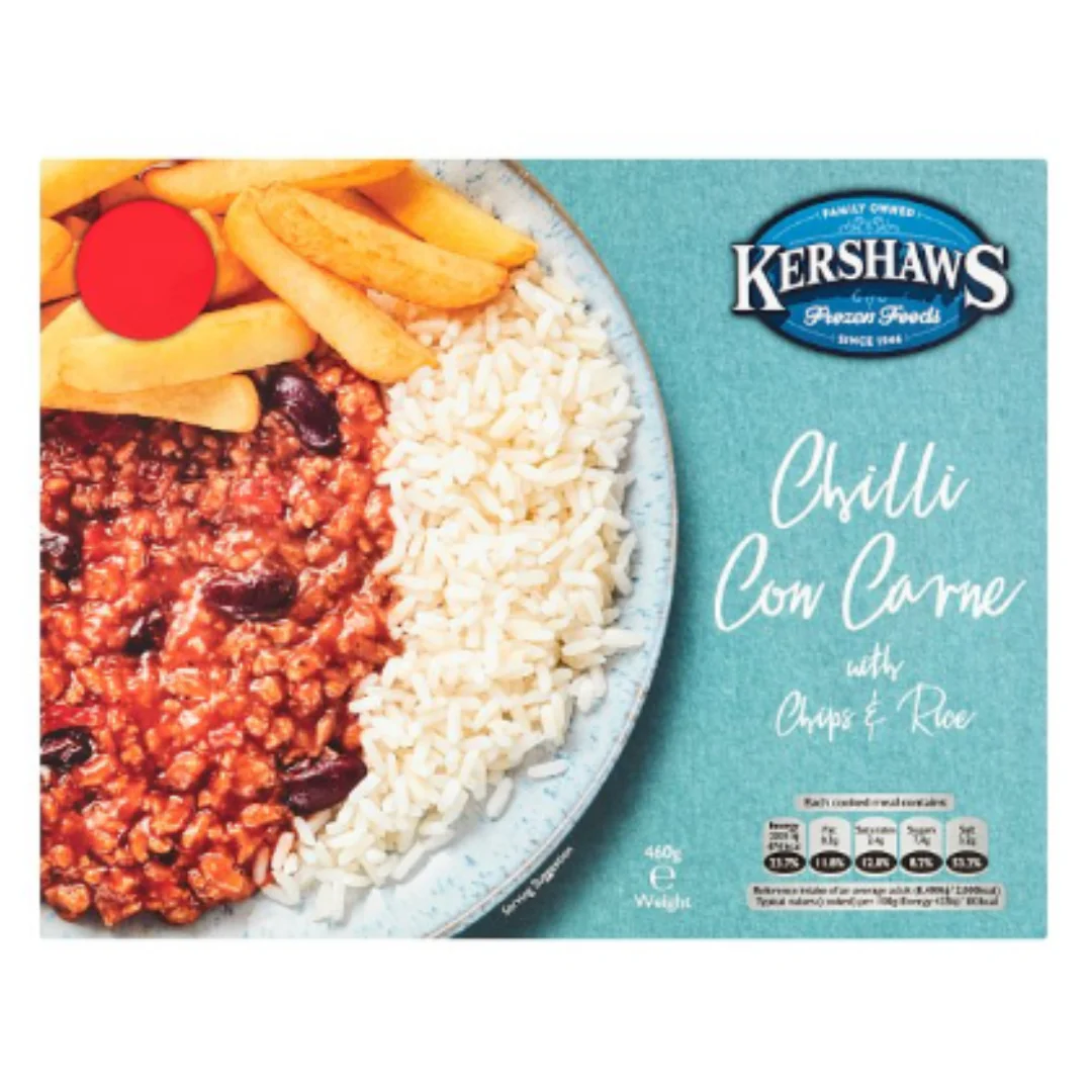 Kershaws Chilli Con Carne with Chips & Rice 460g x 12 Packs