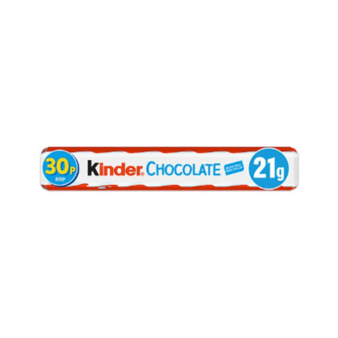 Kinder Medium Chocolate Single Bar 21g x Case of 288