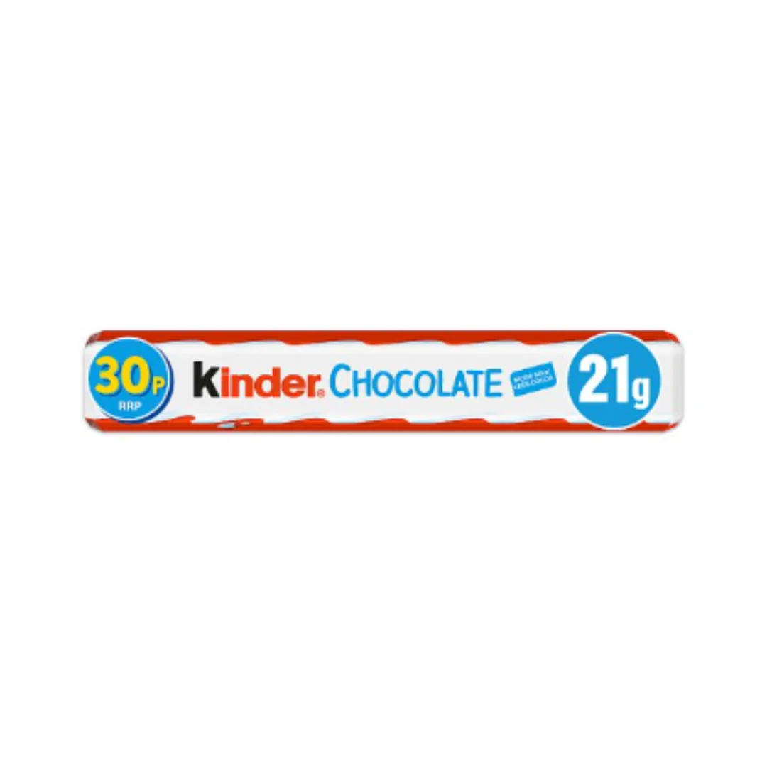 Kinder Medium Chocolate Single Bar 21g x Case of 36