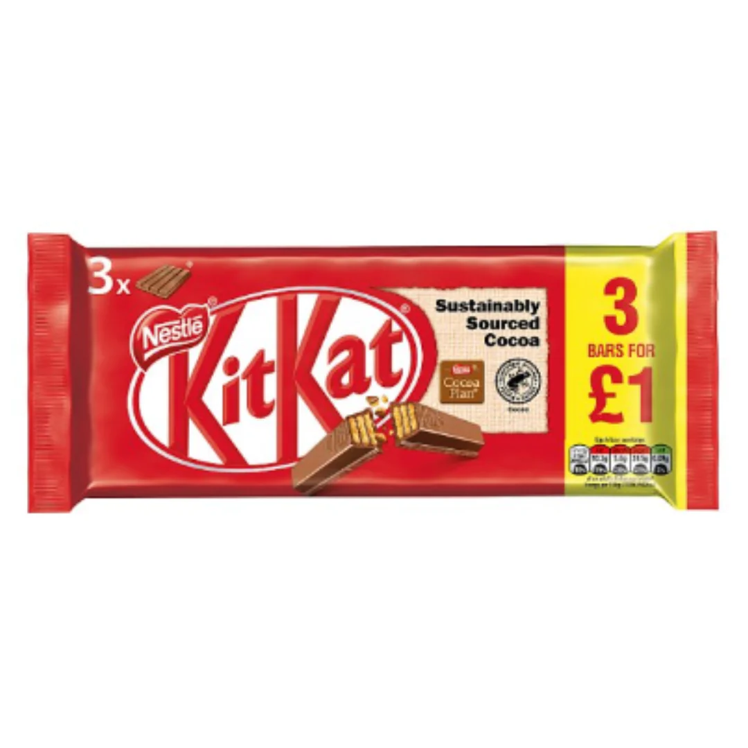 Kit Kat 4 Finger Milk Chocolate Bar Multipack 41.5g 3 Pack x Case of 20