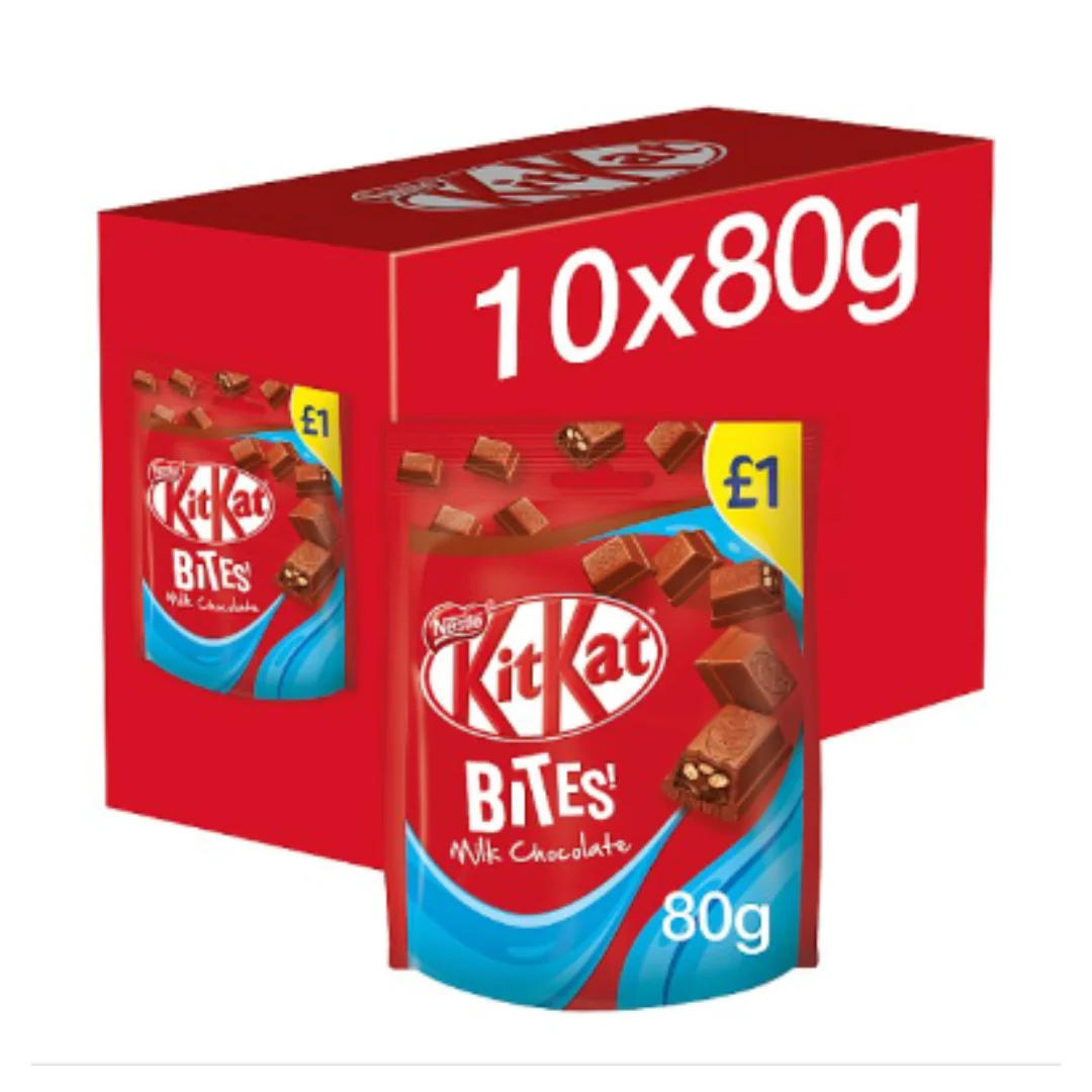 Kit Kat Bites Milk Chocolate Sharing Bag 80g x Case of 10