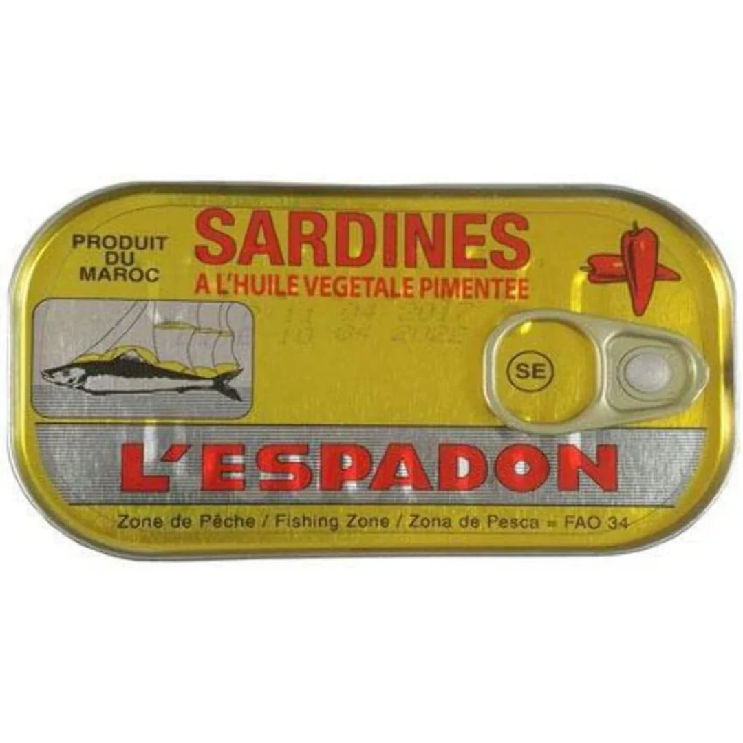 L’Espadon Sardines in Spiced Vegetable Oil 50 x 125g