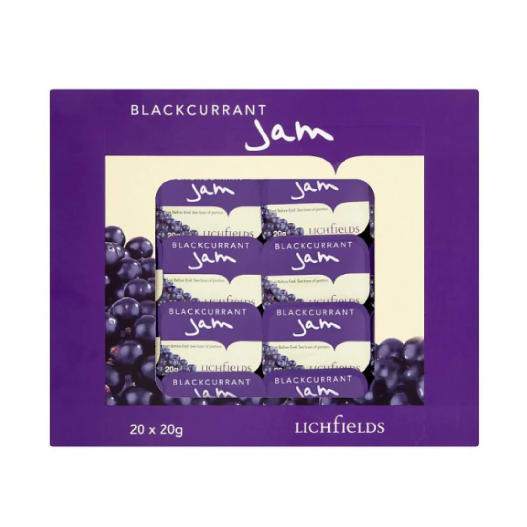Lichfields Preserves Blackcurrant Jam 20 x 20g x Case of 5