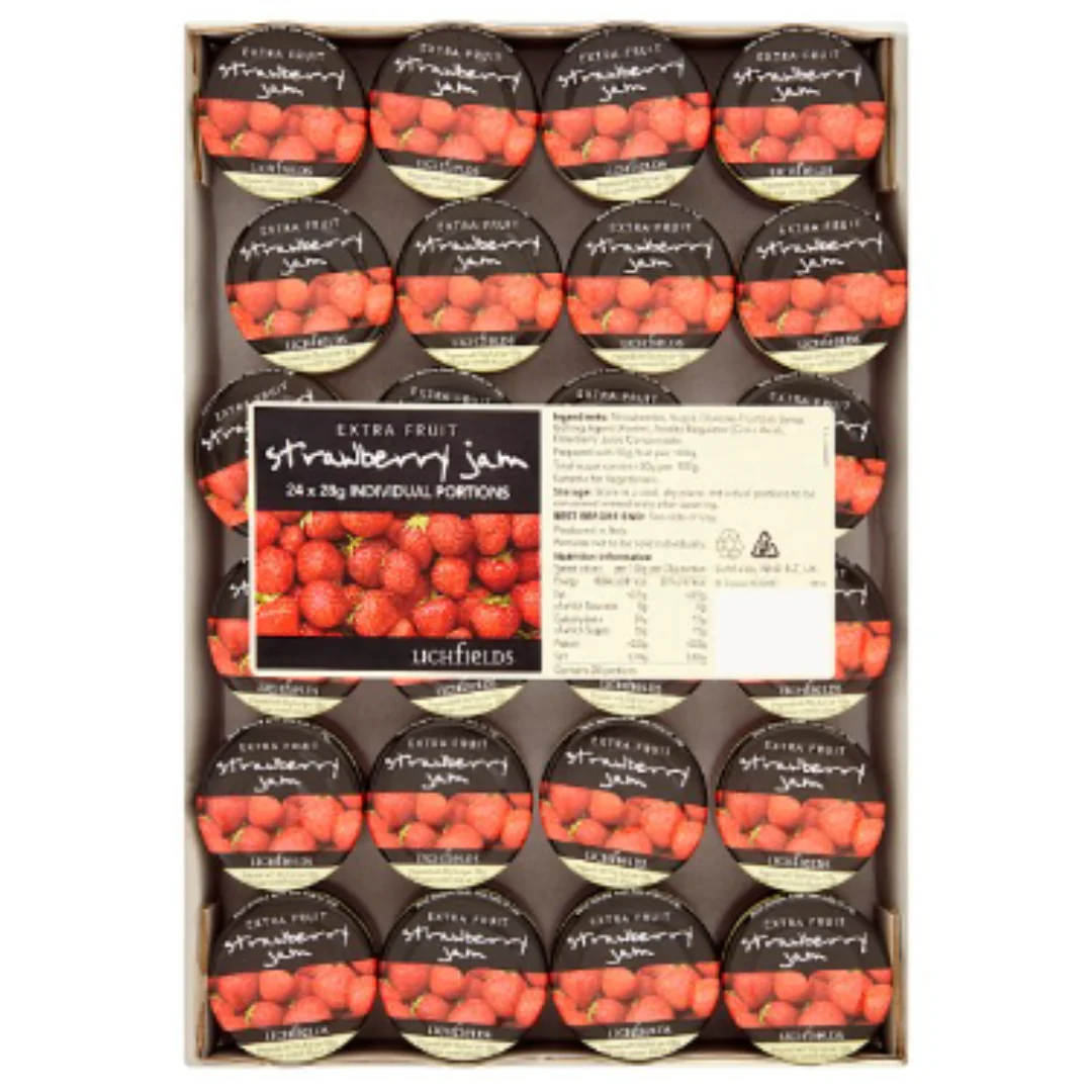 Lichfields Extra Fruit Strawberry Jam 24 x 28g x 1