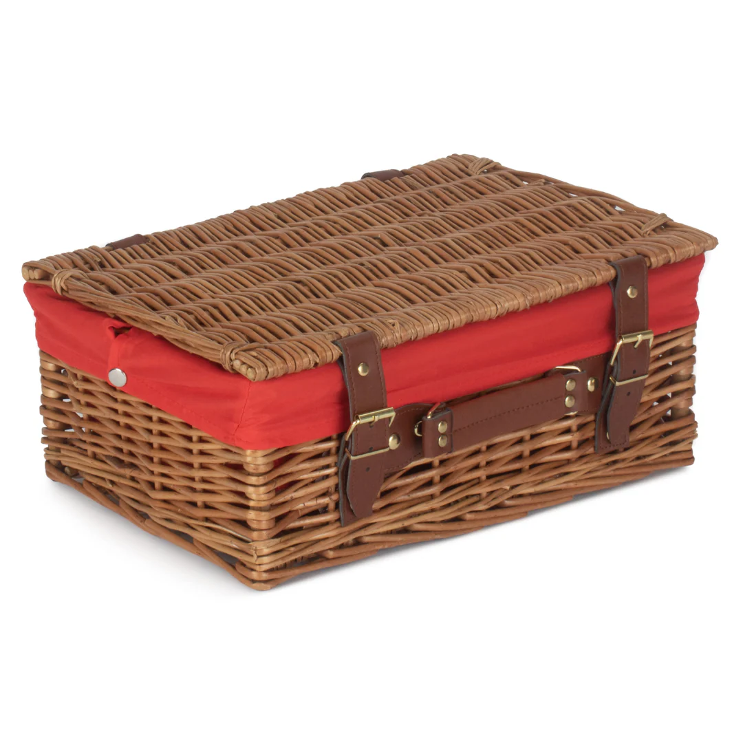 14" Light Steamed Hamper With Red Lining