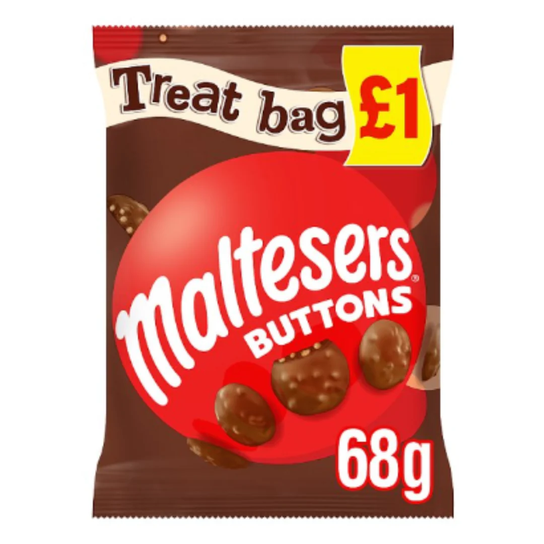 Maltesers Buttons Chocolate Treat Bag 68g x Case of 20