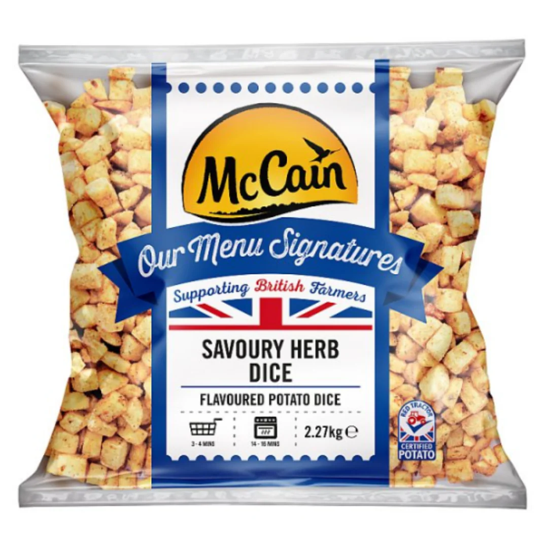 McCain Our Menu Signatures Savoury Herb Flavoured Potato Dice 2.27kg x 4 Packs