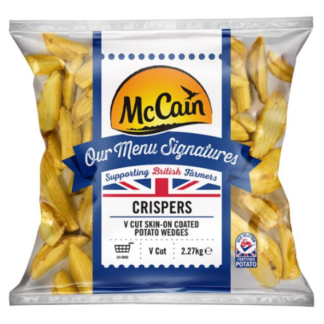 McCain Our Menu Signatures Crispers V Cut Skin-On Coated Potato Wedges 2.27kg x 1 Packs