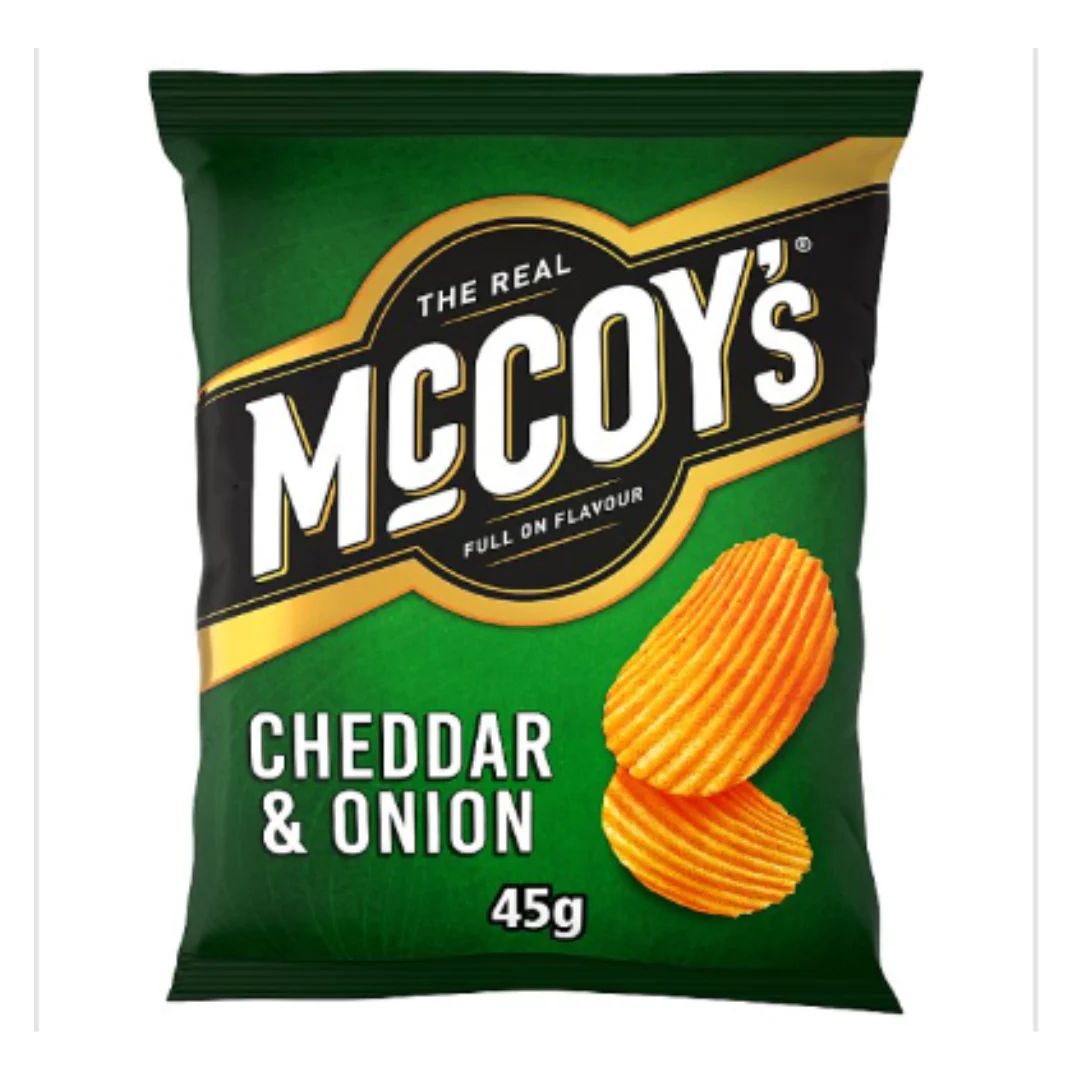 McCoy's Ridge Cut Cheddar & Onion Flavour Potato Crisps 45g x Case of 26