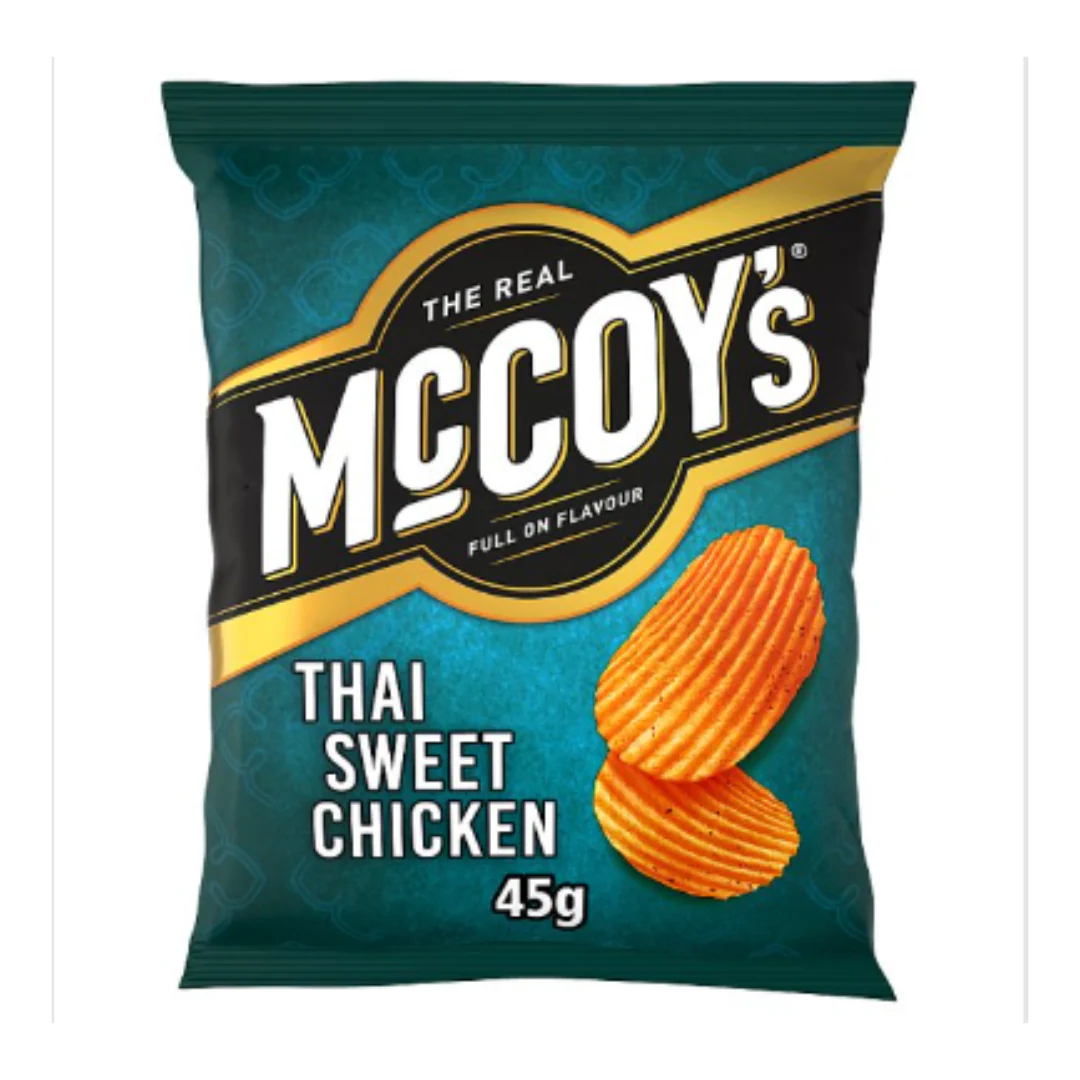 McCoy's Ridge Cut Thai Sweet Chicken Flavour Potato Crisps 45g x Case of 26