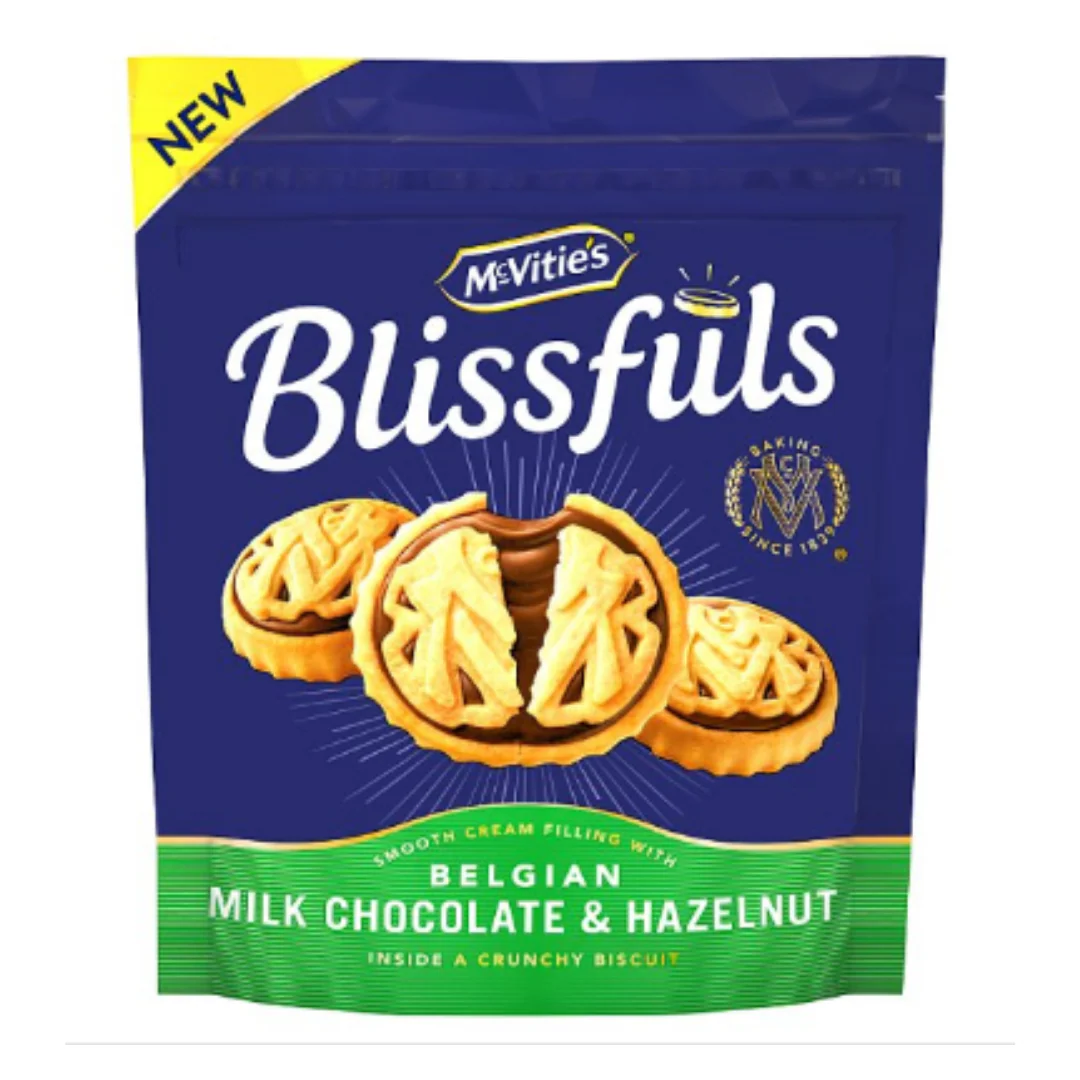 McVitie's Blissfuls Belgian Milk Chocolate & Hazelnut Biscuits 228g x Case of 6