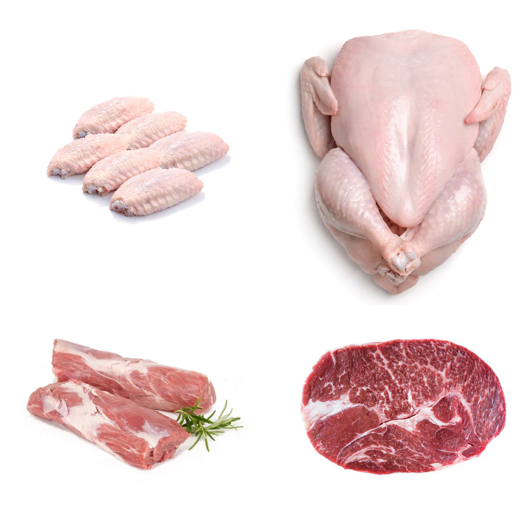 Meat Essentials Box | 4 Ingredients | Lamb Neck Fillet | Whole Chicken | Chuck Steak | Chicken Wing