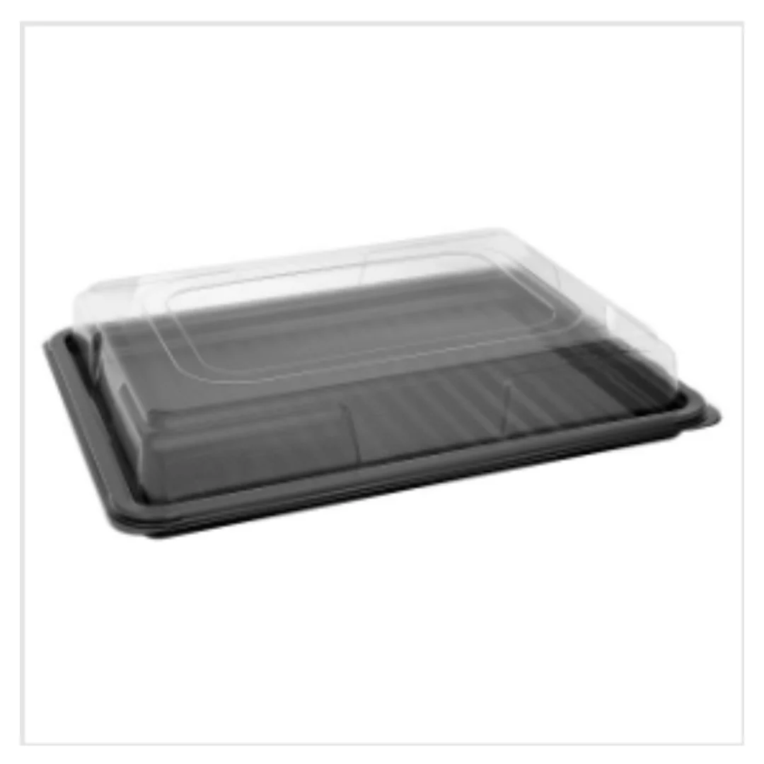 Medium Black Platter Base & Clear Lid L390mm x W290mm x D65mm (5 base and lid per pack) x Case of 5