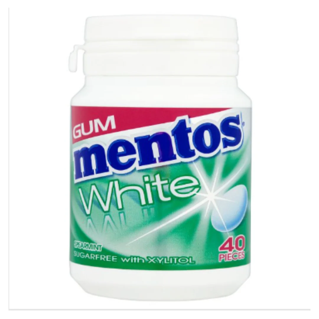 Mentos Gum White Spearmint Bottle 40pcs x Case of 24