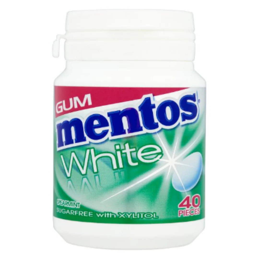 Mentos Gum White Spearmint Bottle 40pcs x Case of 6