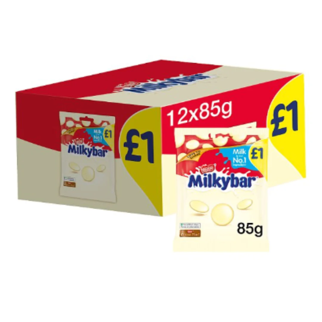 Milkybar White Chocolate Giant Buttons Sharing Bag 85g x Case of 12