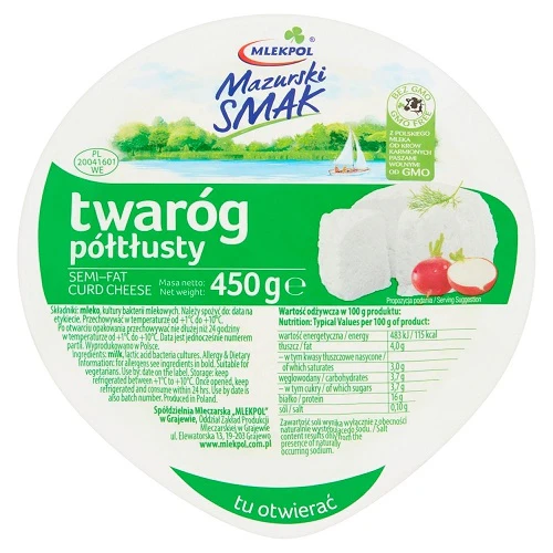 4x Mlekpol Twarog Poltlusty Big (Green) 450g