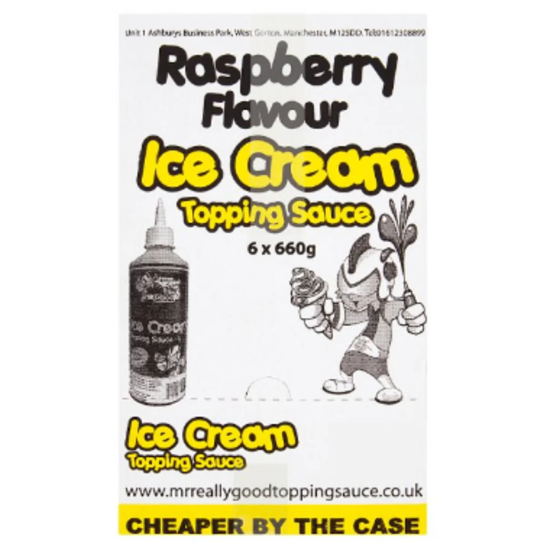 Mr. Really Good Raspberry Flavour Ice Cream Topping Sauce 660g x 6