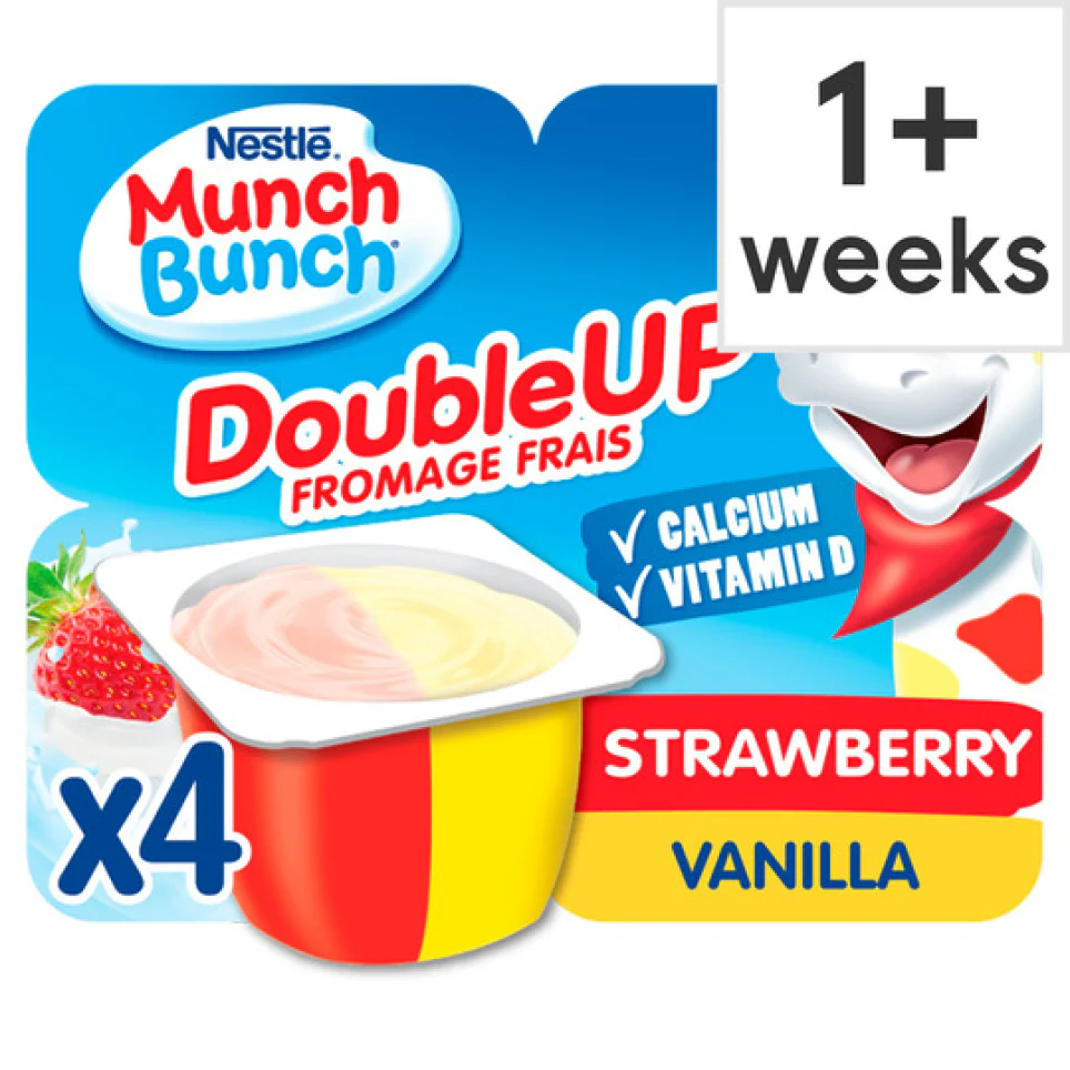 Munch Bunch Double Up Strawberry & Vanilla Yogurt 4X85g