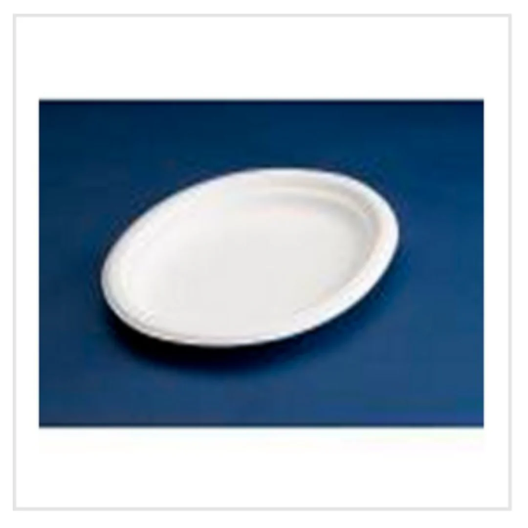 3380 NATURE PLATE OVAL LARGE 32x25CM BIODEG. WHITE 10x50(500) UKPLT=18 |Eco Friendly | Case of 10