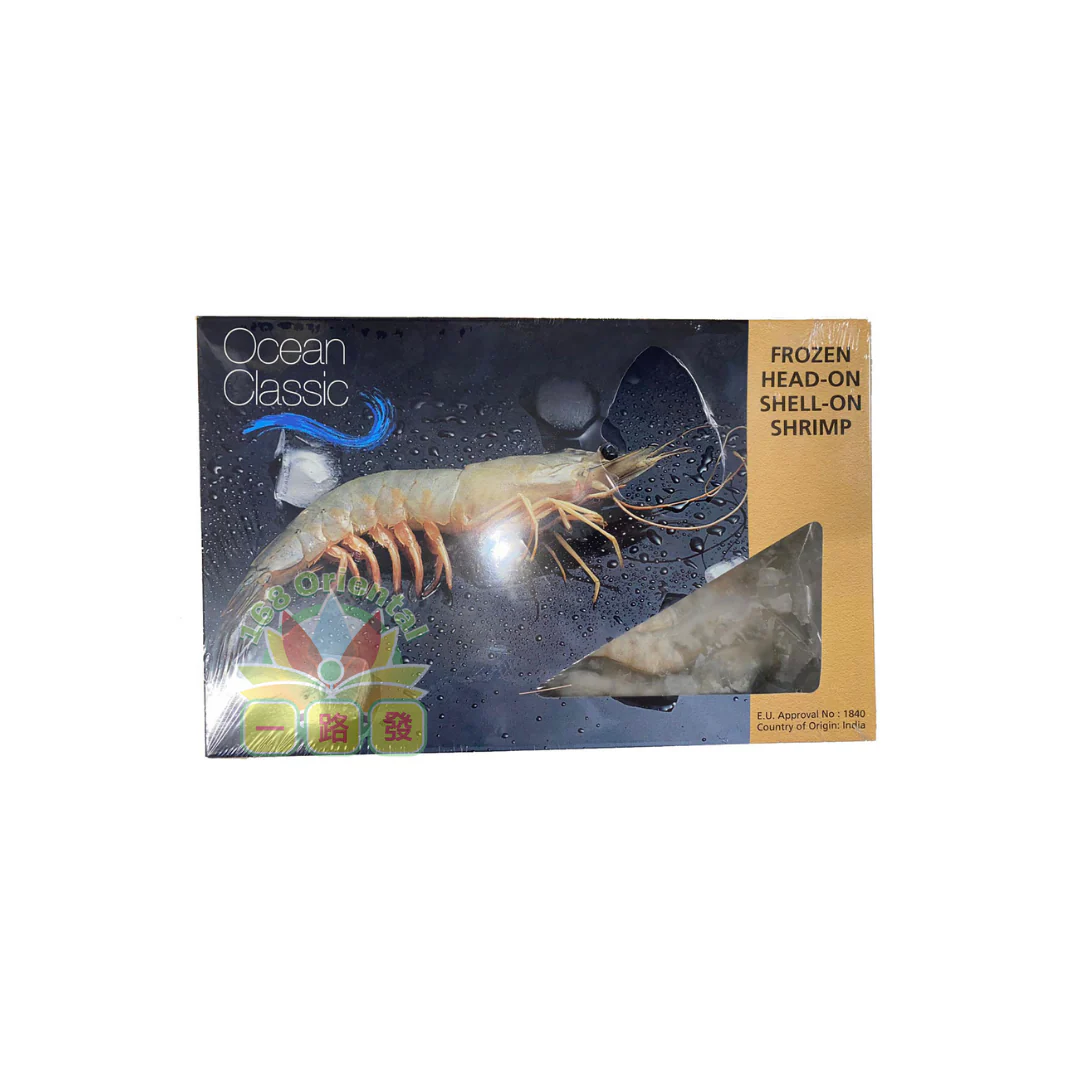 Ocean Classic Frozen Head-on Shell-on Shrimp 1kg