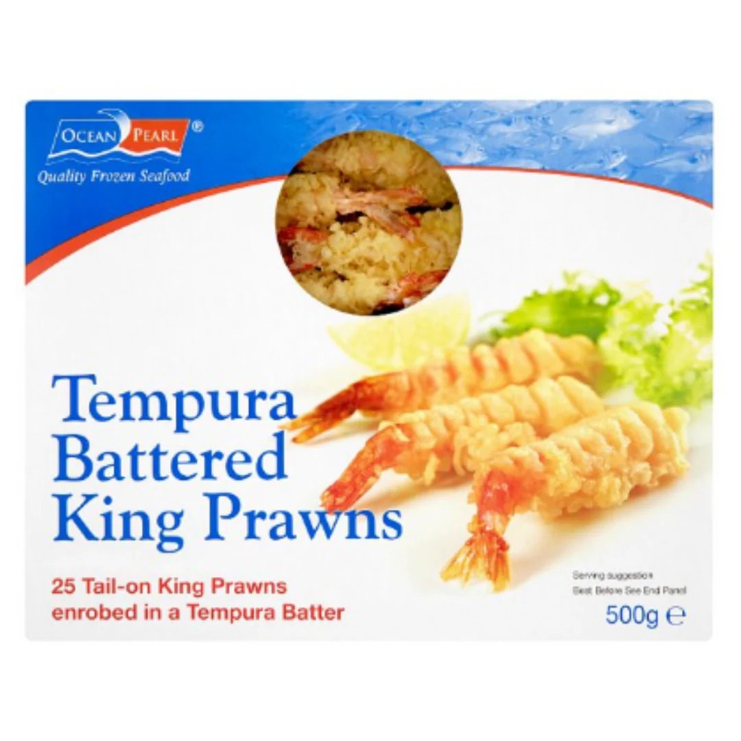 Ocean Pearl Tempura Battered King Prawns 500g x 10 Packs