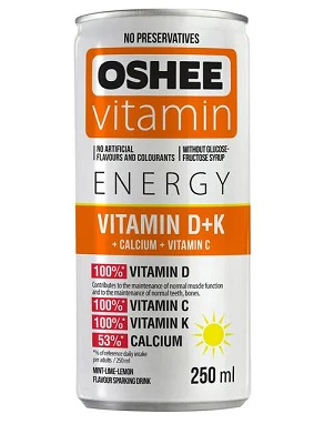 24x Oshee Vitamin D+K Nrg 250ml Orange 250ml