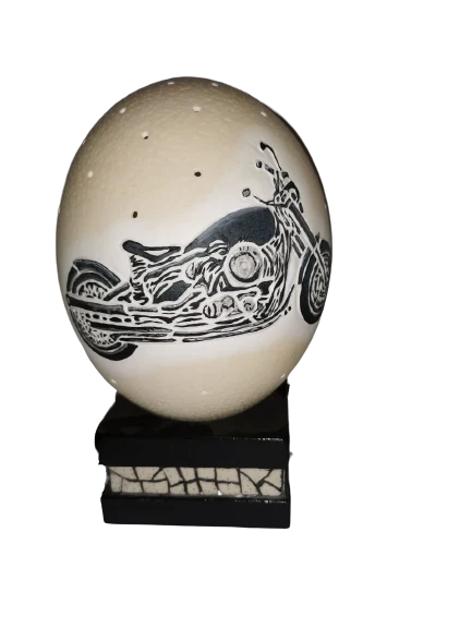 Hand Crafted Decorative Ostrich Egg Shell on Lamp Stand | South African - Image 10