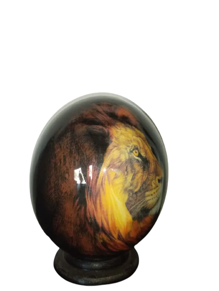 Hand Crafted Decorative Ostrich Egg Shell on Lamp Stand | South African - Image 6