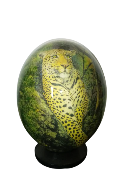 Hand Crafted Decorative Ostrich Egg Shell on Lamp Stand | South African - Image 7