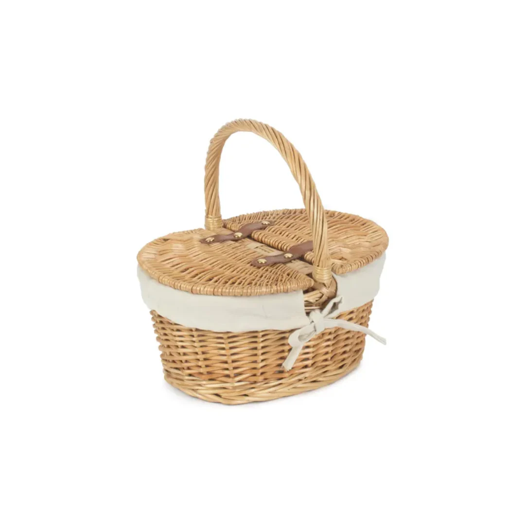 Child's Oval Lined Lidded Hamper With White Lining