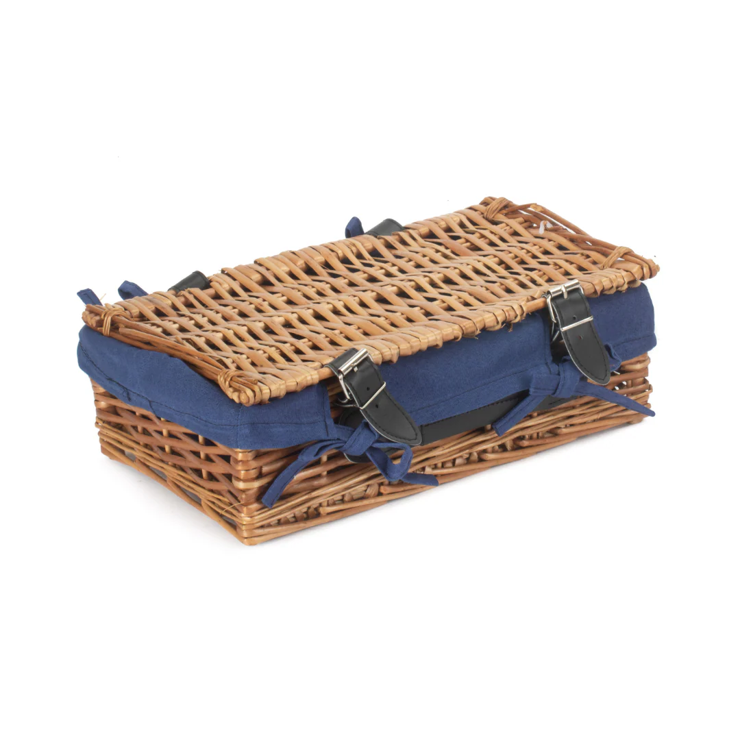 Small 14" Packaging Hamper With Navy Blue Lining