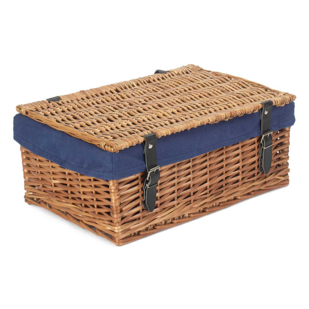 18" Large Packaging Hamper With Navy Blue Lining