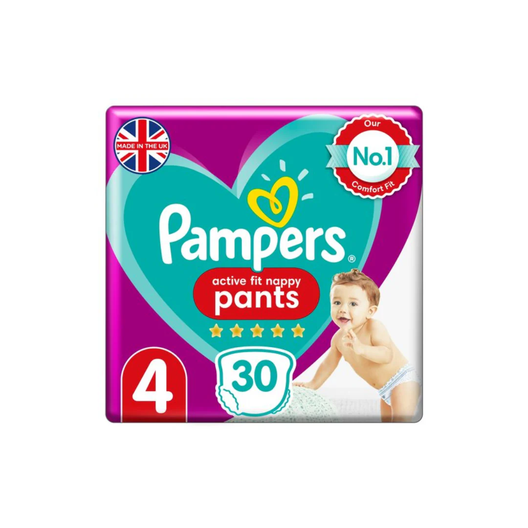 Pampers Active Fit 30 Nappy Pants Size 4 Essential Pack
