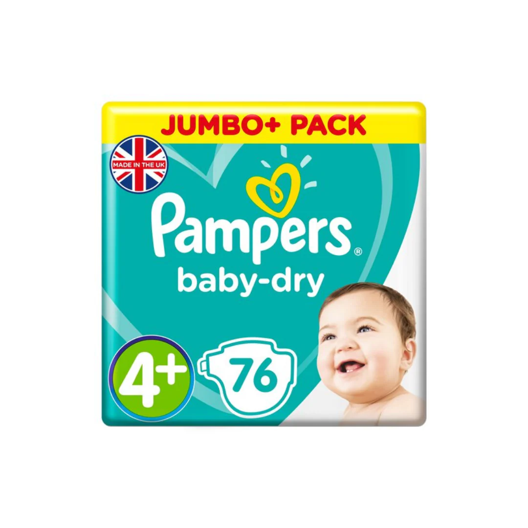 Pampers Baby Dry Size 4+ Jumbo+ Pack 76 Nappies