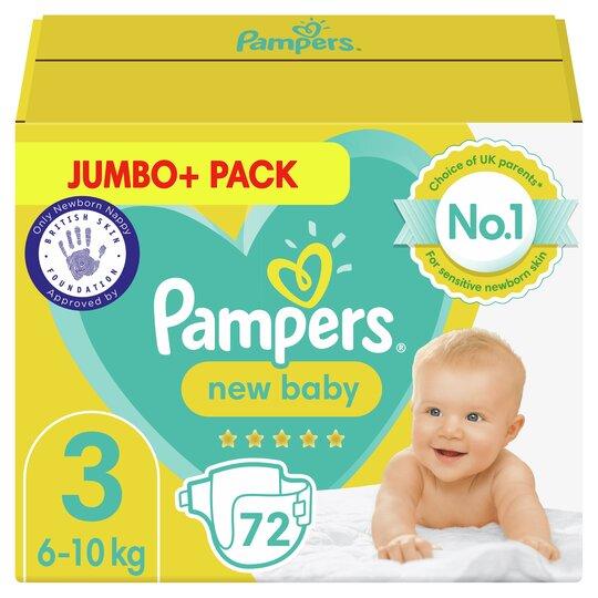 Pampers New Baby Size 3 72 Nappies Jumbo+ Pack