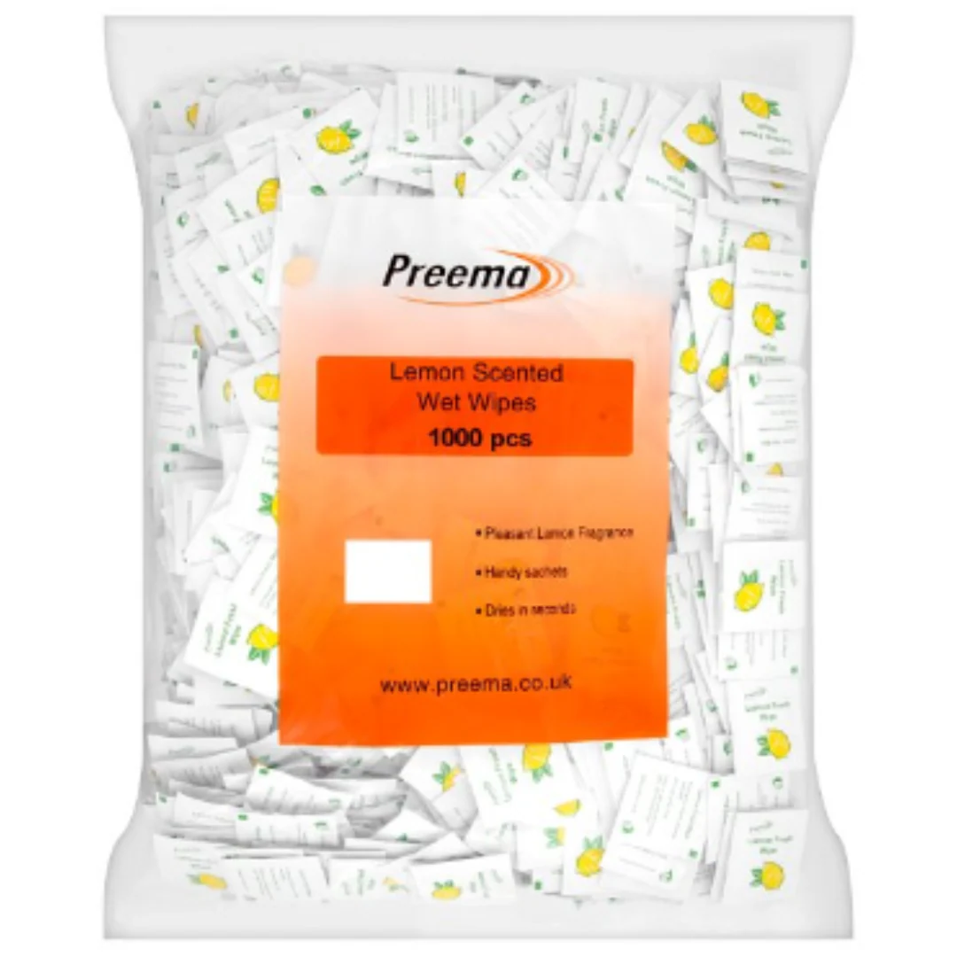 Preema Lemon Scented Wet Wipes 1000 Pieces x Case of 6