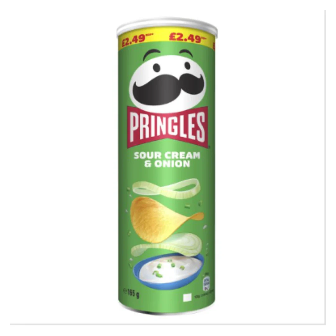 Pringles Sour Cream & Onion Crisps 165g x Case of 6