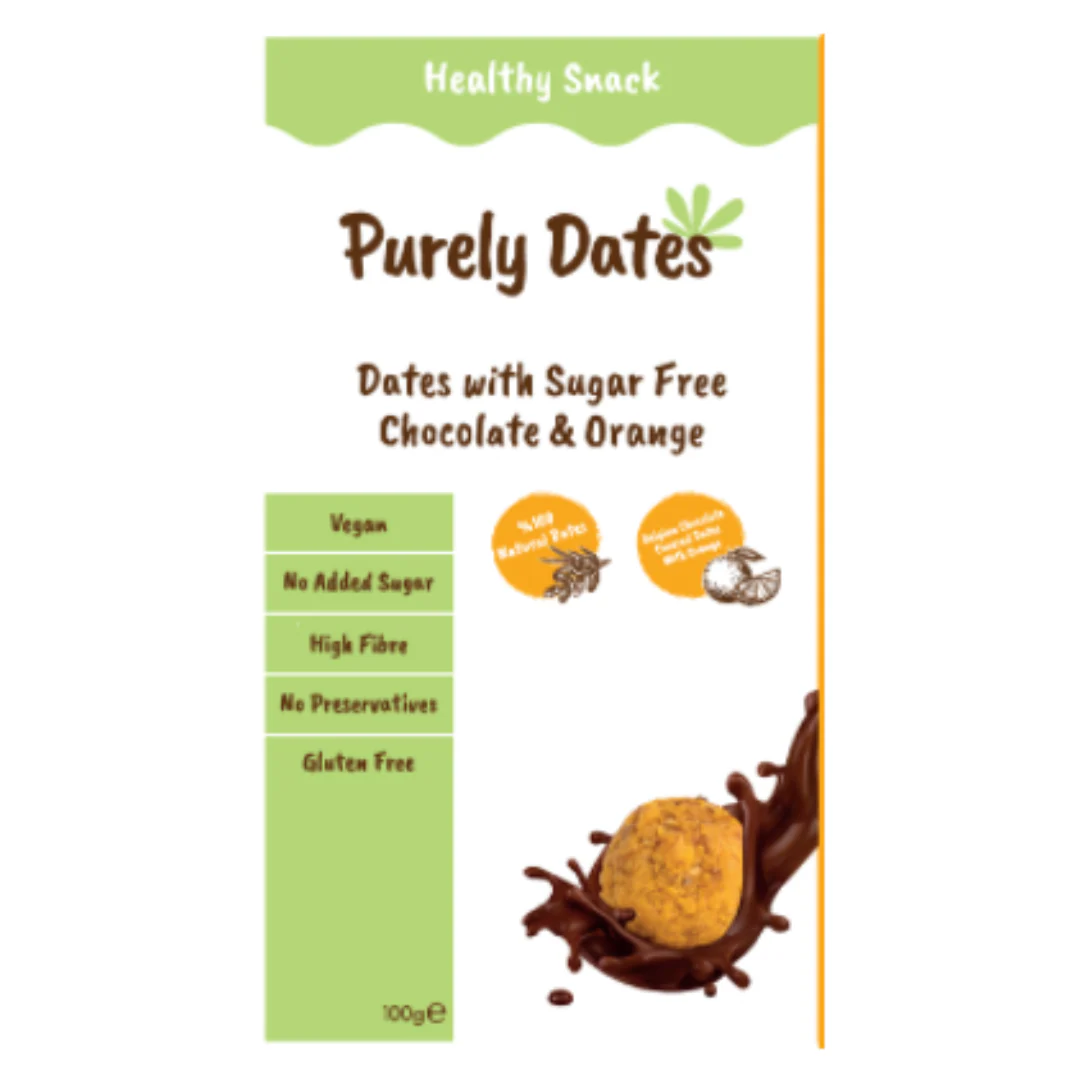 Purely Dates Dates With Sugar Free Chocolate & Orange 100gr