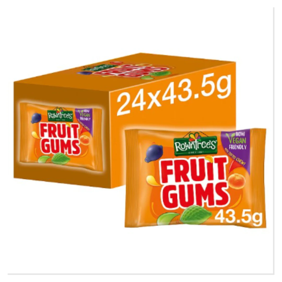 Rowntree's Fruit Gums Vegan Friendly Sweets Bag 43.5g x Case of 24