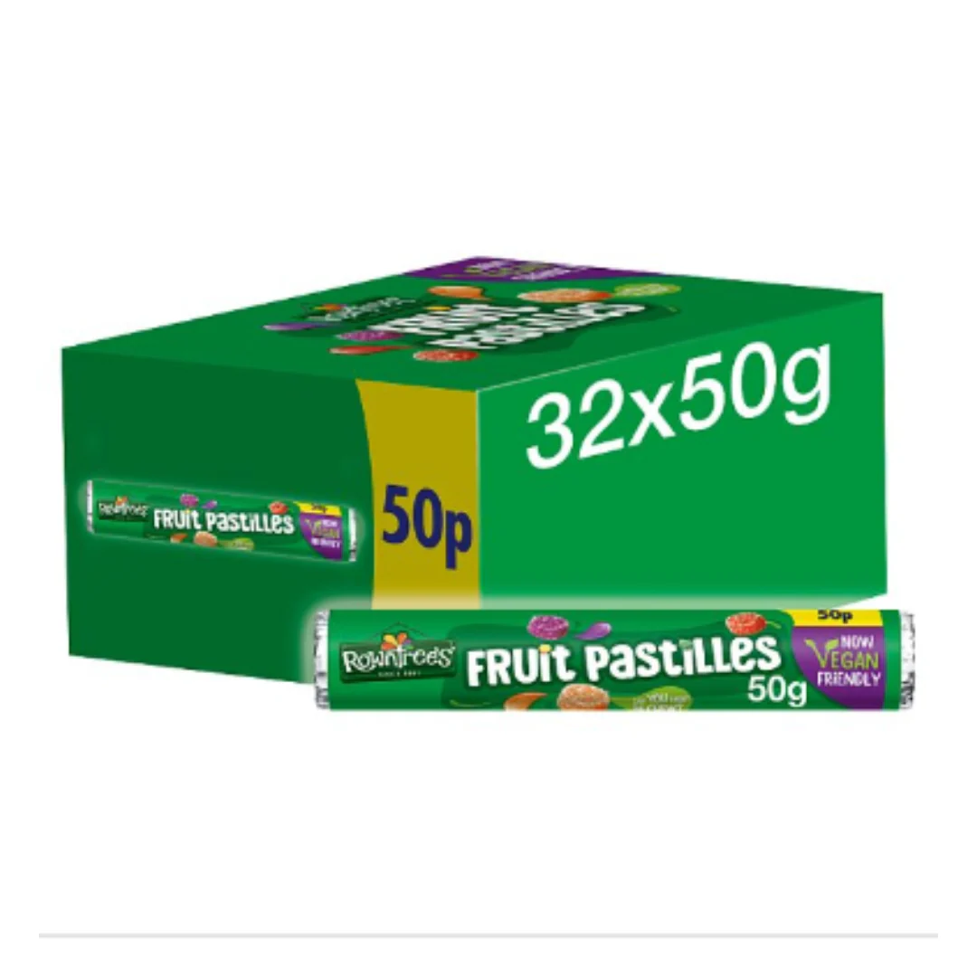 Rowntree's Fruit Pastilles Vegan Friendly Sweets Tube 50g 50p x Case of 32